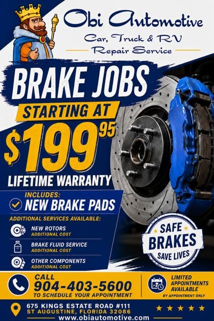 Grand Opening Special — Brake Jobs Starting at $199.95 with Lifetime Warranty